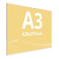 Insert tip U, din plexiglas transparent A3, JJ DISPLAYS, 297 x 420 mm, Landscape