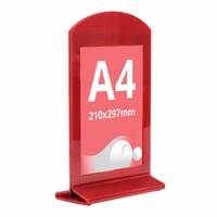 Display Menu Holder din plexiglas roșu A4, JJ DISPLAYS, 210 x 297 mm, Portrait