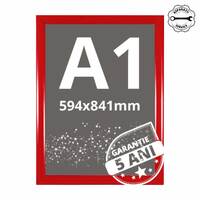 Ramă click din aluminiu vopsită roșu A1, JJ DISPLAYS, 594 x 841 mm