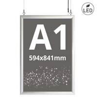 Casetă luminoasă pentru interior ultra slim cu leduri, dublă față expunere, iluminare pe o singură față A1, JJ DISPLAYS, 594 x 841 mm