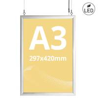 Casetă luminoasă pentru interior slim cu leduri, dublă față expunere, iluminare pe o singură față A3, JJ DISPLAYS, 297 x 420 mm