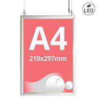 Casetă luminoasă pentru interior slim cu leduri, dublă față expunere, iluminare pe o singură față A4, JJ DISPLAYS, 210 x 297 mm