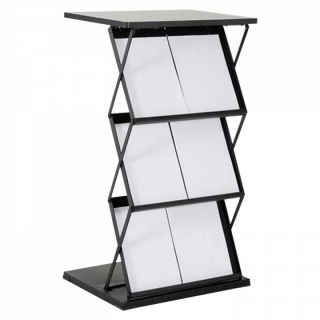 Stand pliabil Info Desk, pentru expunere broșuri, pliante, reviste, cu 3 buzunare format 2xA4, JJ DISPLAYS