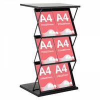 Stand pliabil Info Desk, pentru expunere broșuri, pliante, reviste, cu 3 buzunare format 2xA4