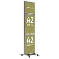 Stand tip totem, JJ DISPLAYS, cu 4 rame click format A2(420x594mm) și 2 rame click format 420x358mm, expunere dublă față.
