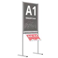 Info Board - Classic A1, JJ DISPLAYS, 594 x 841 mm, dublă față, cu un raft