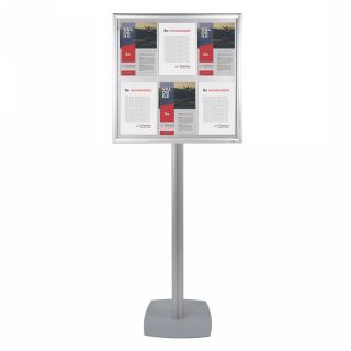 Avizier cu picior, format 720x730mm, pentru expunere documente, mesaje informaționale cu 6 Nano Display A4(210x297mm),Portrait