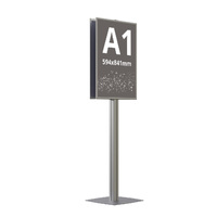 Info Board SL, stand pentru afișaj cu ramă click și picior din profil SL aluminiu, A1 (594x841mm) expunere dublă față.