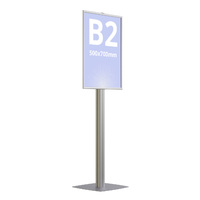 Info Board SL, stand pentru afișaj cu ramă click și picior din profil SL aluminiu B2 (500x700mm) expunere simplă față.