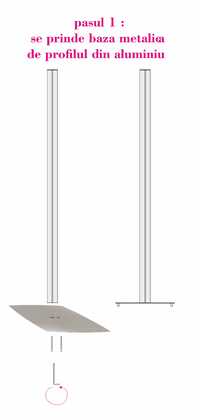 Info Board SL, stand pentru afișaj cu ramă click și picior din profil SL aluminiu, simplă față, dimensiuni la cerere