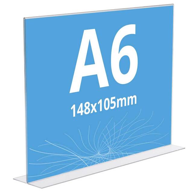 Suport meniu din plexiglas, tip T, format A6 (105x148mm), Landscape