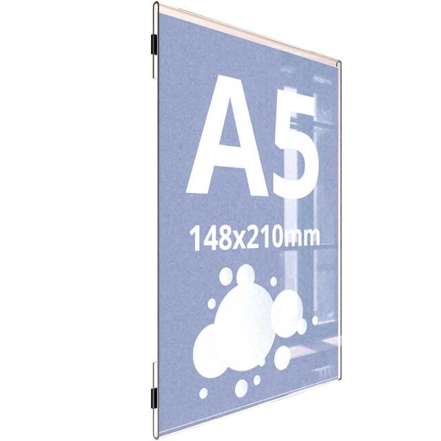 Insert transparent tip C A5, cu bandă magnetică, JJ DISPLAYS, 148x210mm, Portret