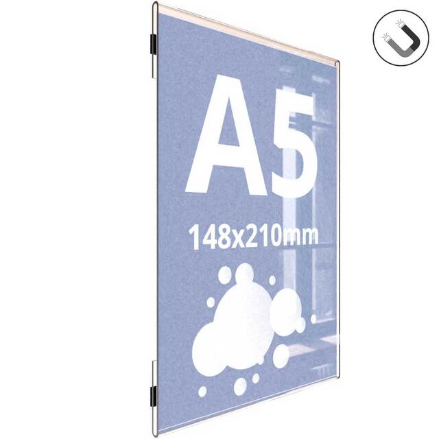 Insert transparent tip C A5, cu bandă magnetică, JJ DISPLAYS, 148x210mm, Portret