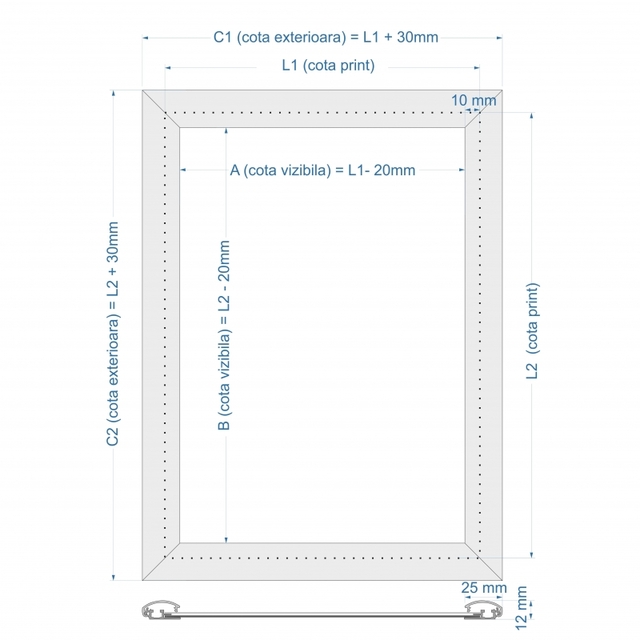 Ramă click 25, Poster Frame, cu colțuri drepte(480 x 680 mm), JJ DISPLAYS