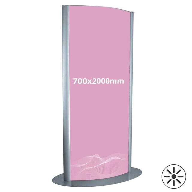 Caseta luminoasa Totem Tower, din aluminiu, cu afișare pe ambele fețe 2 x S7, JJ DISPLAYS, 700 x 2000 mm