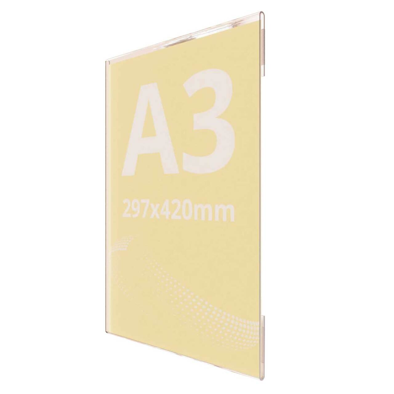 Insert transparent tip C A3, cu bandă dublu adezivă transparentă, 297x420mm, Portret, 2buc/set, JJ DISPLAYS