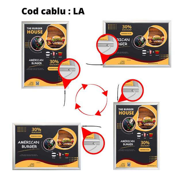 Casetă luminoasă pentru interior slim cu leduri simplă față A1 (594 x 841 mm), JJ DISPLAYS