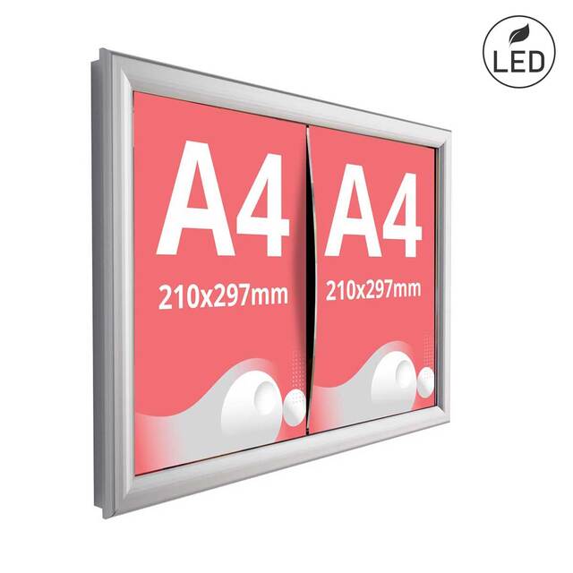 Casetă Luminoasă cu separator, 2 x A4 (210x297mm), LED, JJ DISPLAYS