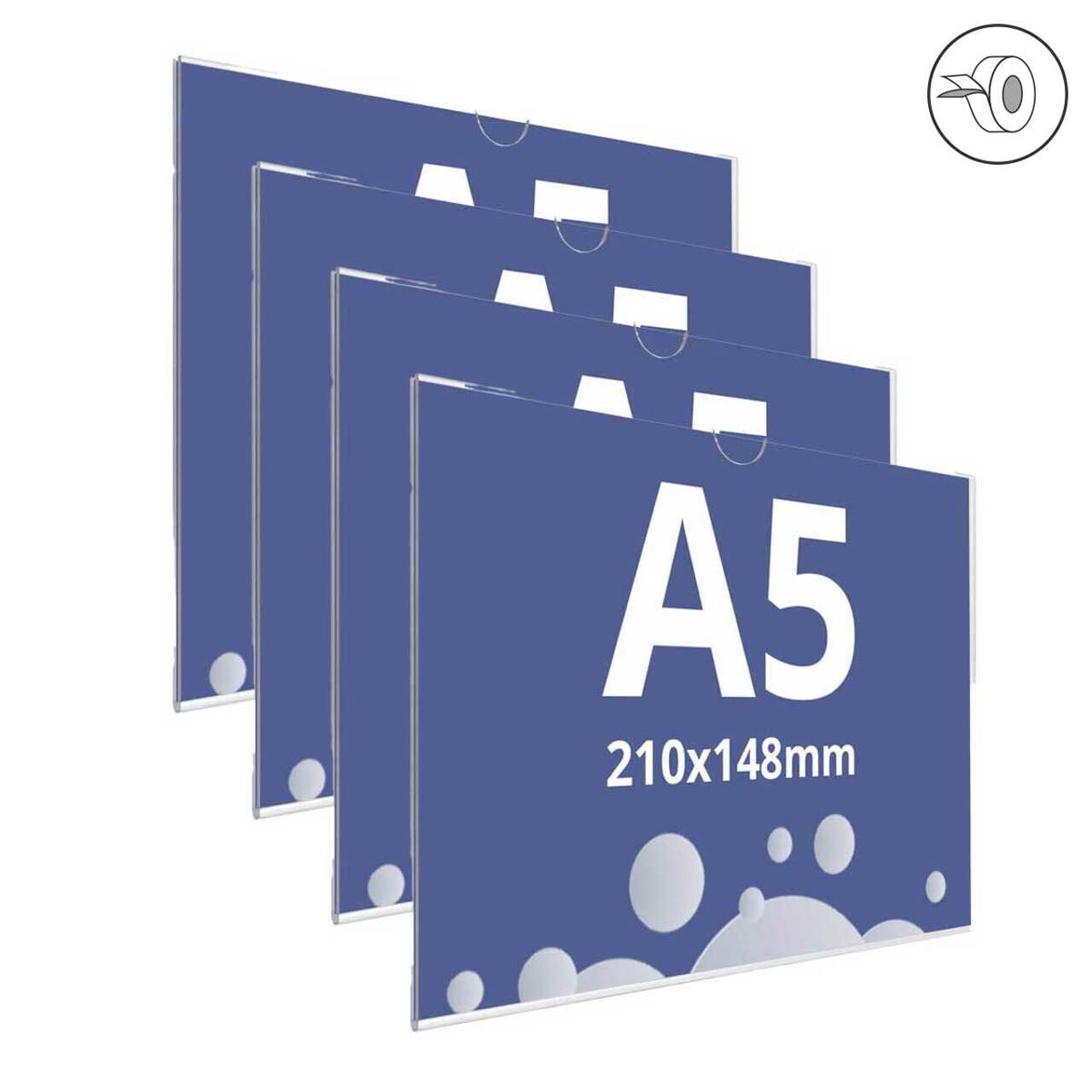 Insert tip U, din plexiglas transparent A5, JJ DISPLAYS, 148 x 210 mm,  Landscape