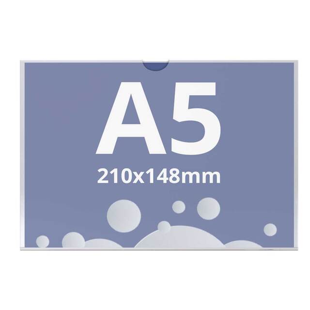 Insert tip U, din plexiglas transparent A5 - 148x210mm, Landscape