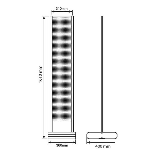  Stand broșuri din metal, 3 buzunare pentru broșuri format A4 (210x297mm) și 1 folie magnetică A4.