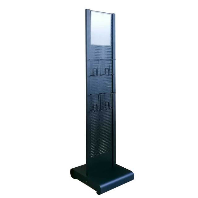  Stand expunere broșuri din metal cu 4 buzunare format 100x210mm și 1 folie magnetică A4 (210x297mm).