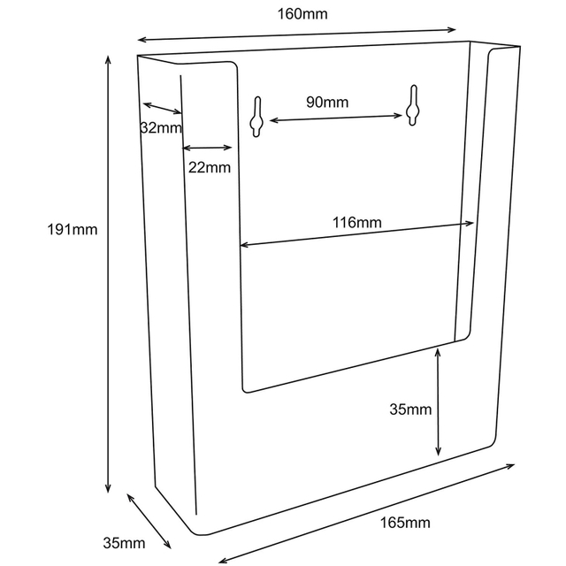 Suport pentru broșuri expunere perete, format 148x210mm, 2buc/set