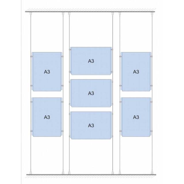 Sistem afișaj pe Cablu cu display-uri din plexiglas pentru postere, dimensiuni la cerere, JJ DISPLAYS