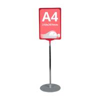 Stand reglabil telescopic (320-620mm), cu rama plastic roșie, format A4 (210x297mm)