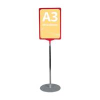 Stand reglabil telescopic (320-620mm), cu rama plastic roșie, format A3 (297x420mm)