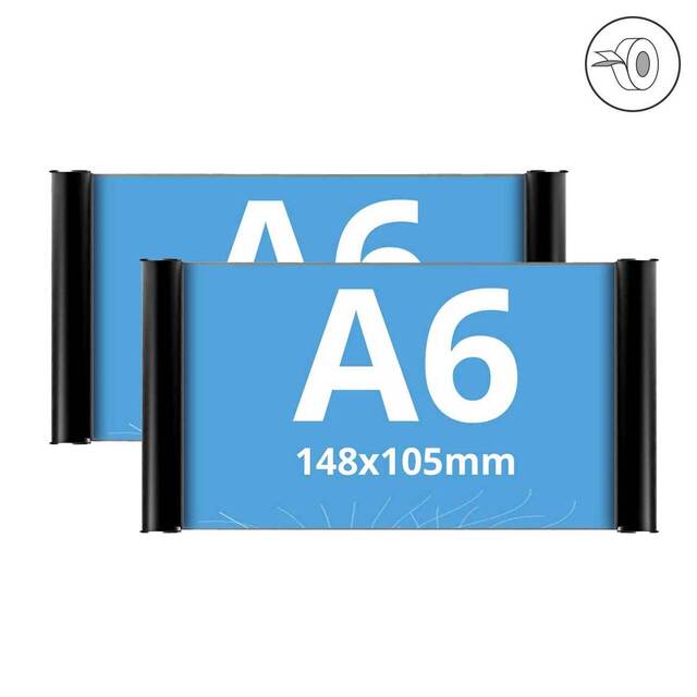 Indicator Ușă, format A6 (105x148mm), cu hanger click negru, 2buc/set, JJ DISPLAYS