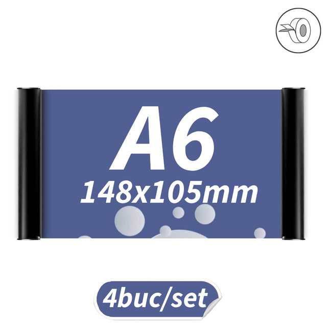 Indicator Ușă, format A6 (105x148mm), cu hanger click negru, 4buc/set, JJ DISPLAYS