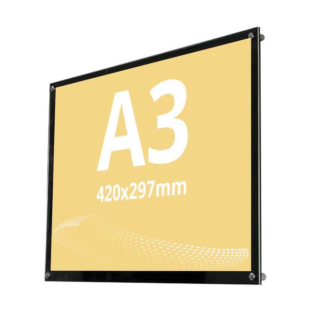 Acrylic Poster Frame A3 (297 x 420 mm), Negru, JJ DISPLAYS