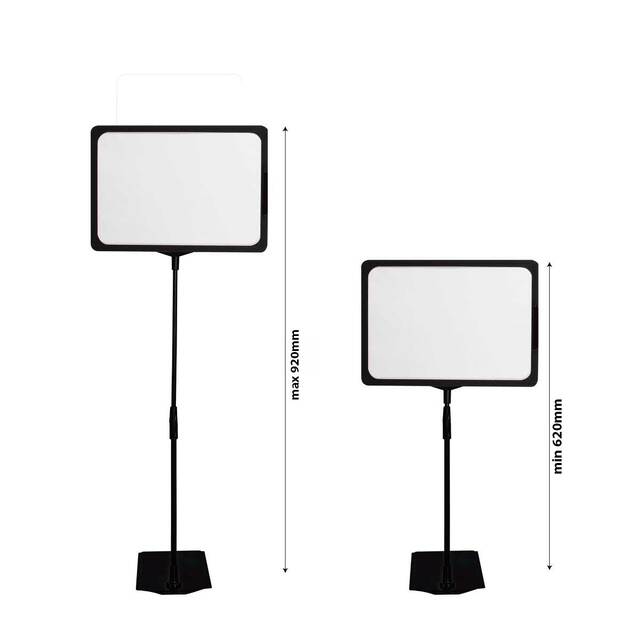 Stand reglabil telescopic (320-620mm), cu rama plastic neagră, format A3 (297x420mm), 2buc/set