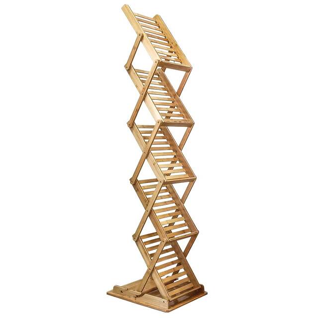 Stand/Suport brosuri, pliante ZIG ZAG din Bambus, cu 5 buzunare format A4 (210x297mm)