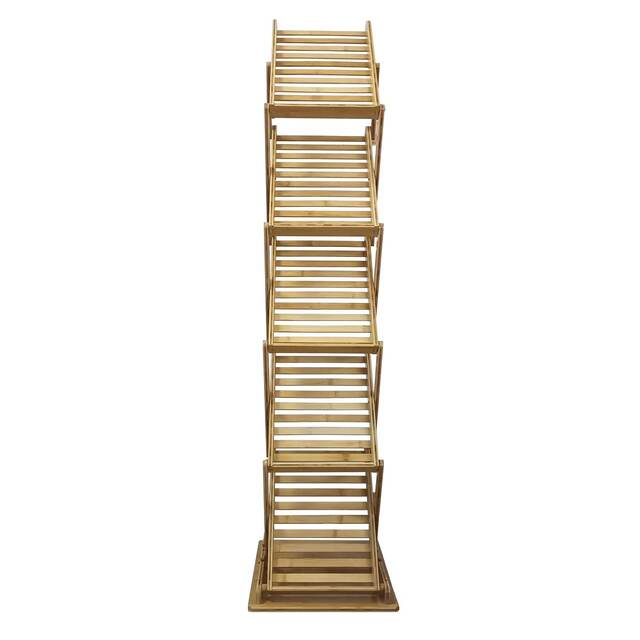 Stand/Suport brosuri, pliante ZIG ZAG din Bambus, cu 5 buzunare format A4 (210x297mm)