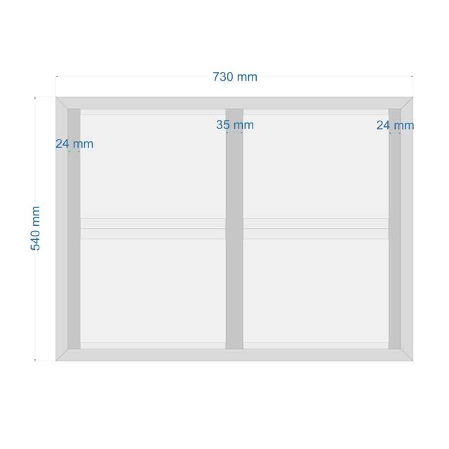 Avizier NANO Display cu ramă click, format 560x730mm, cu 4 Nano Display-uri format A4(210 x 297 mm), landscape, JJ DISPLAYS