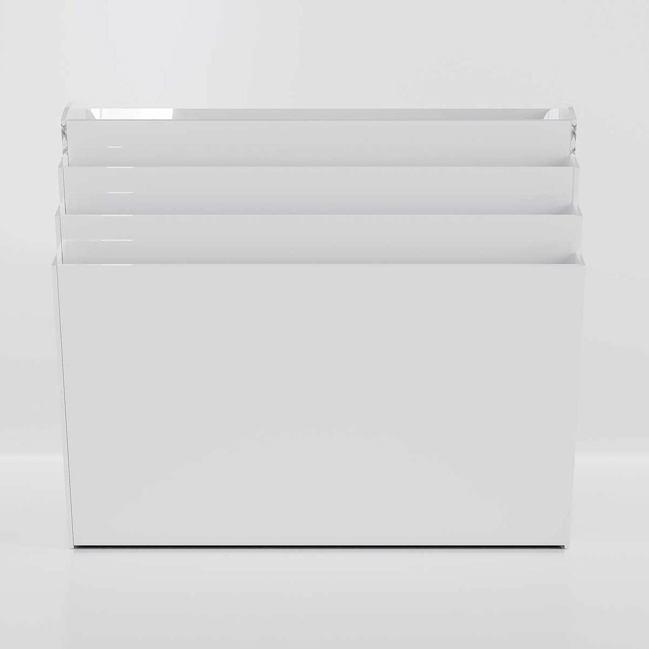 Suport de perete pentru broșuri, alb, cu 4 buzunare format A4( 210x297mm), landscape.