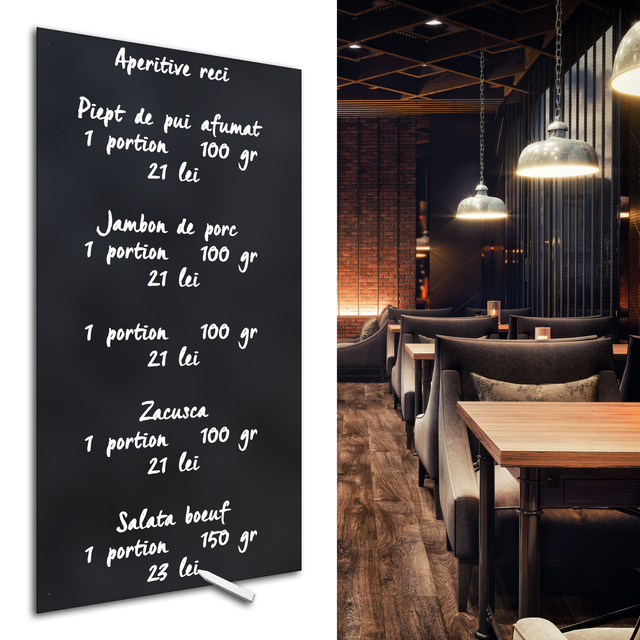 Tablă de scris cu creta pentru meniu, promoții, prețuri, format 680x980mm, JJ DISPLAYS