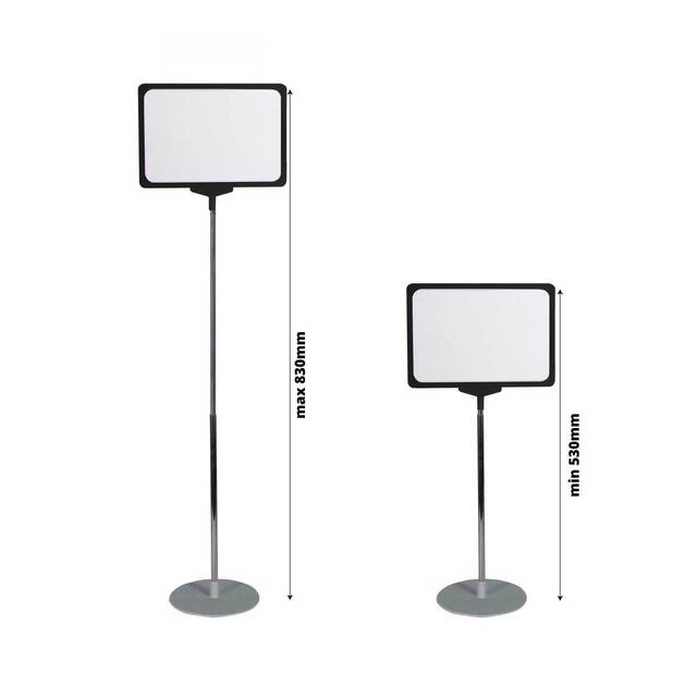 Stand reglabil telescopic (320-620mm), cu rama plastic neagră, format A4 (210x297mm), 2buc/set.