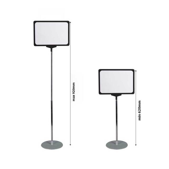 Stand reglabil telescopic (320-620mm), cu rama plastic neagră, format A3 (297x420mm)