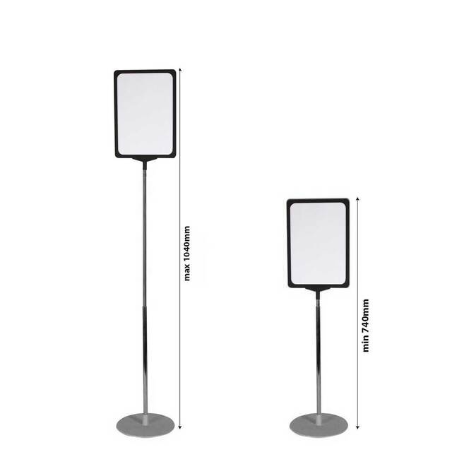 Stand reglabil telescopic (320-620mm), cu rama plastic neagră, format A3 (297x420mm), 2buc/set