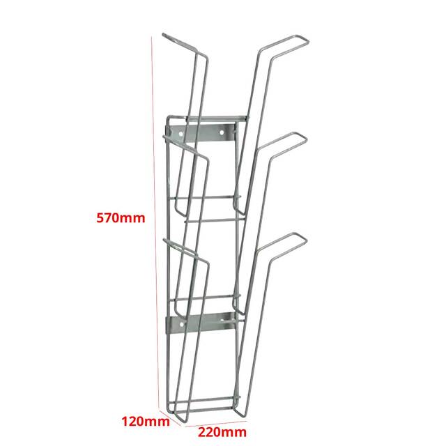 Suport perete expunere cataloage, broșuri, din sârmă metalică cu 3 buzunare format A4 (210x297mm)