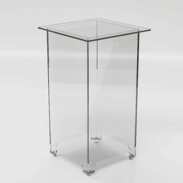 Masă din plexiglas, format desk 440x440mm, pentru expunere aranjamente florale, JJ Displays.