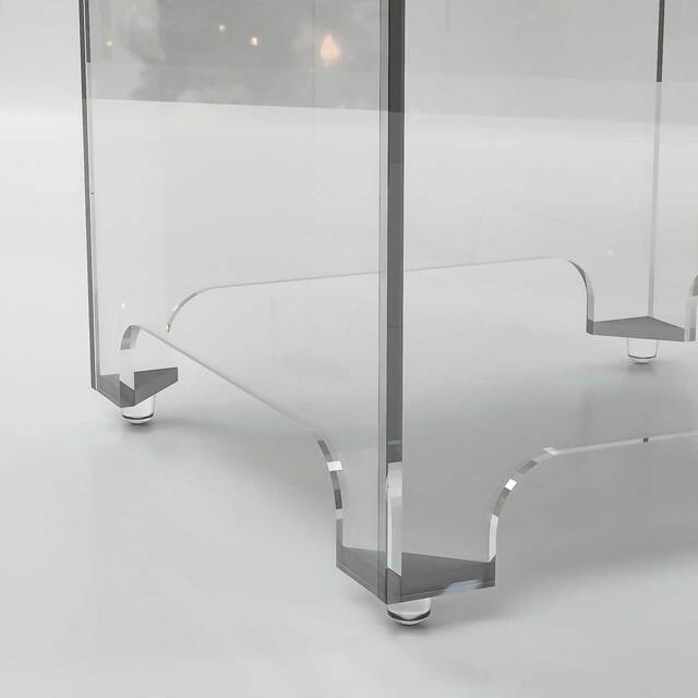 Masă din plexiglas, format desk 440x440mm, pentru expunere aranjamente florale, JJ Displays.