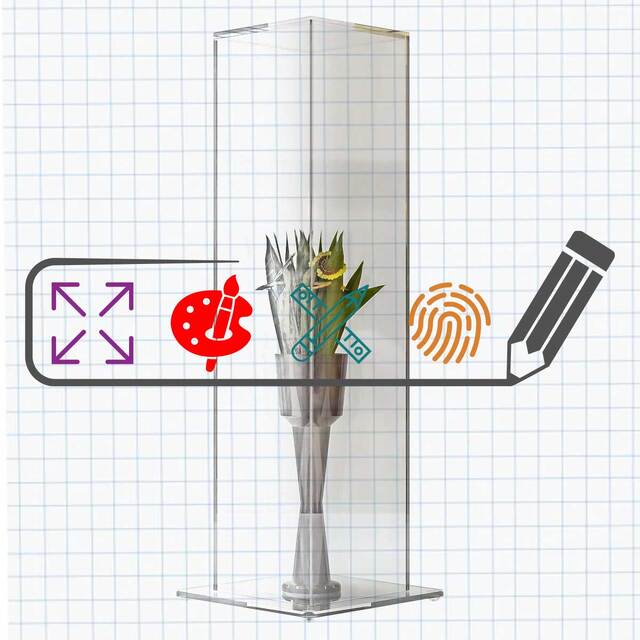 Turn decorativ din plexiglas, JJ DISPLAYS, pentru expunere elemente decorative, dimensiuni la cerere.