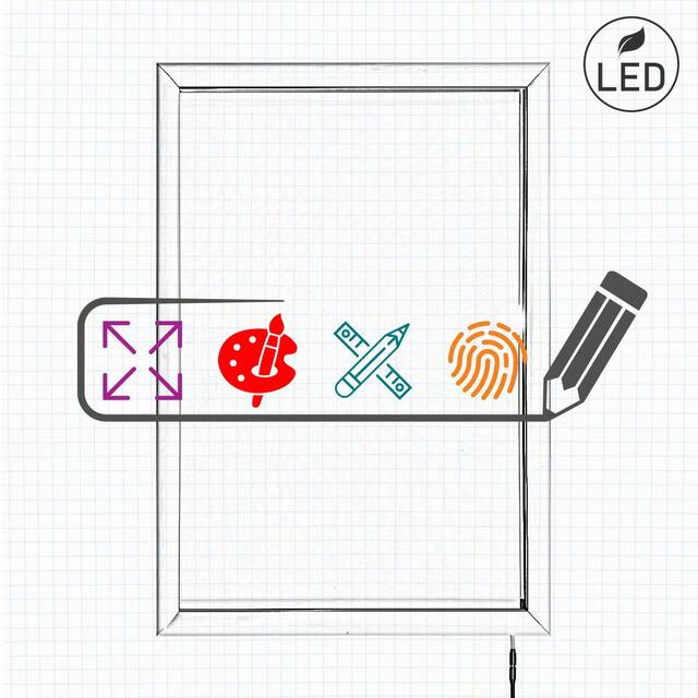 Casetă luminoasă pentru interior slim cu leduri simplă față, JJ DISPLAYS, dimensiuni la cerere