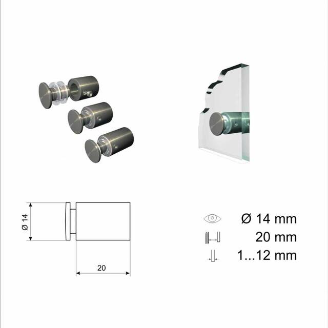 Caboson / Distantier din inox pentru prindere de perete, 4buc/set.