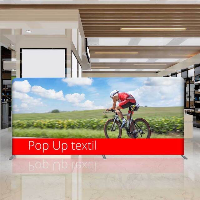 Pop Up , perete click  DREPT , simpla fata , 6 x 2.3 m, cu personalizare  pe material textil