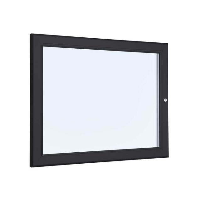 Meniu  HORECA magnetic de perete, PREMIUM, iluminat cu LED, pentru exterior, cu încuietoare, culoare neagră, format 2 x A4  